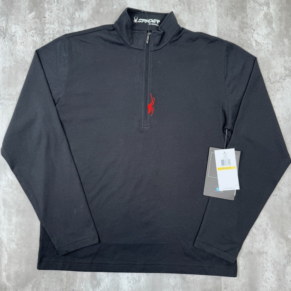 Spyder Tracker 1/4 Zip Pullover Mens Medium Black Active Outdoor Work Golf NWT